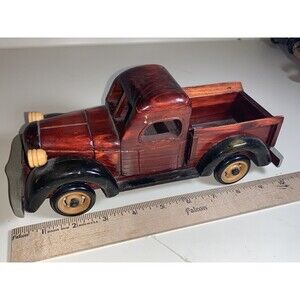 Red Wooden Multiple Hue Pick Up Truck w/Sideboards Table Top Decoration 4"H 9"L